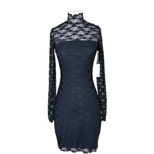 NWT Gentle Fawn Sheer Lace Turtleneck Bodycon Mini Dress